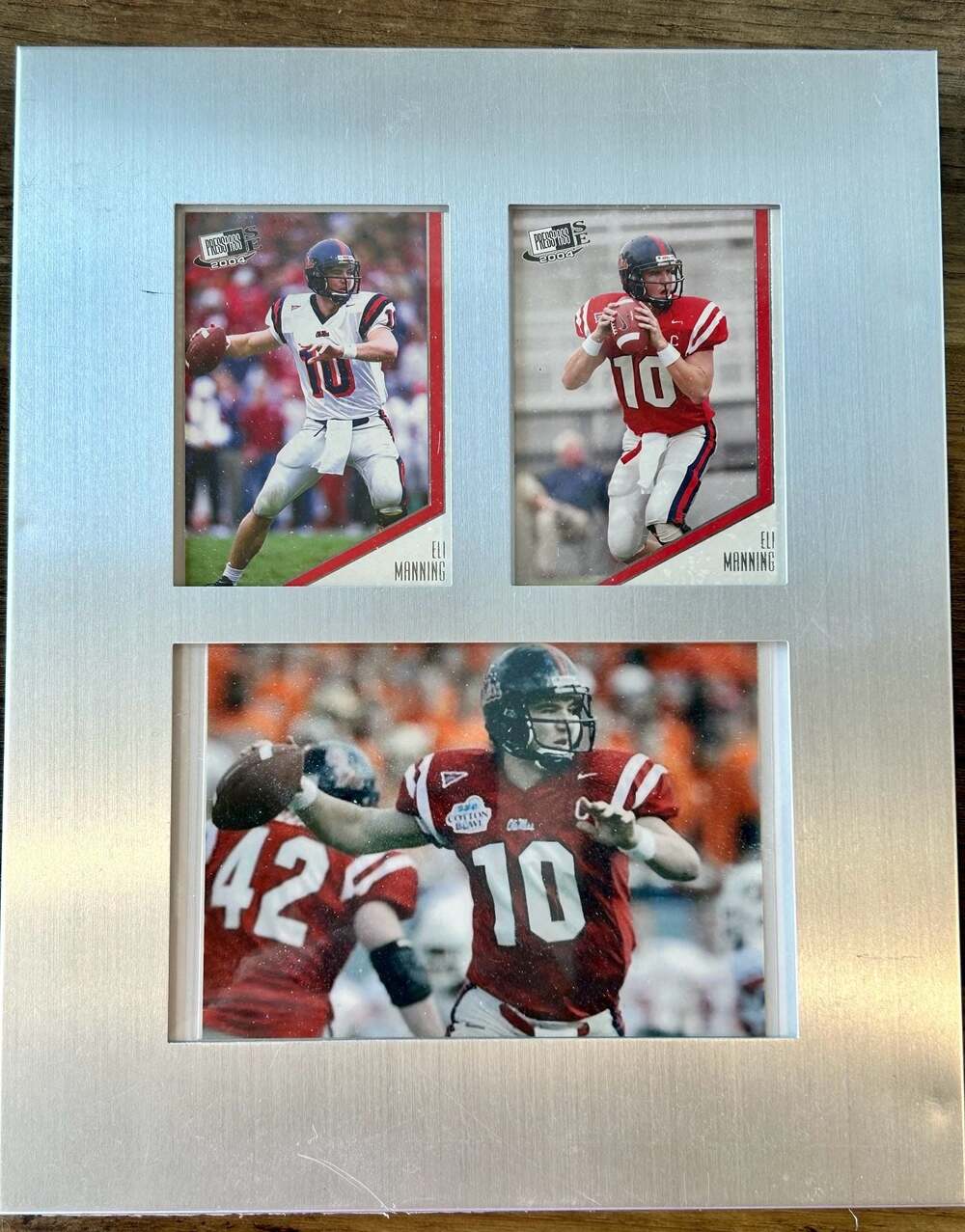 Eli Manning Ole Miss Rebels Framed Lot of 2 Trading Cards and 1 Photo